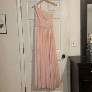 David’s Bridal one shoulder chiffon bridesmaid dress